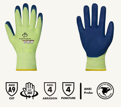 Superior Glove® TenActiv™ S18TXLX Micropore Latex Coated Hi-Viz A9 Cut Gloves 